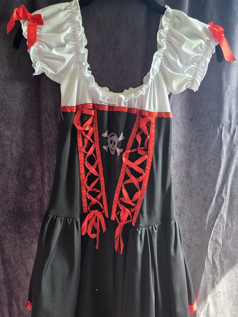 Girls' Pirate Costume Dress with Red Accents